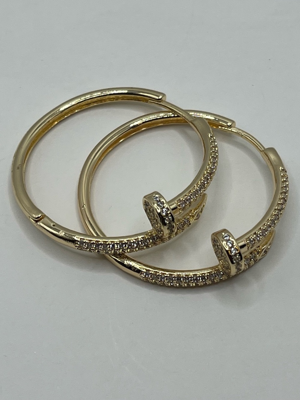 Gold filled Crystal Pave Hoop Earrings - Women Jewelry